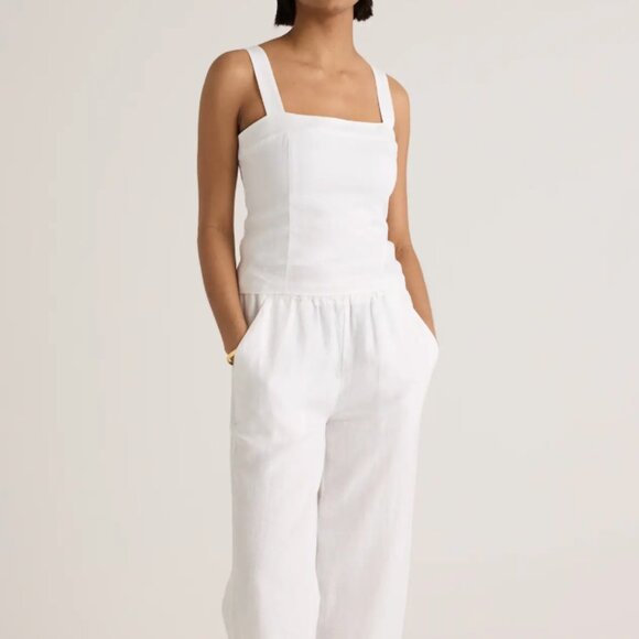 Quince 100% European Linen Fitted Tank in White Size Small - Picture 4 of 12